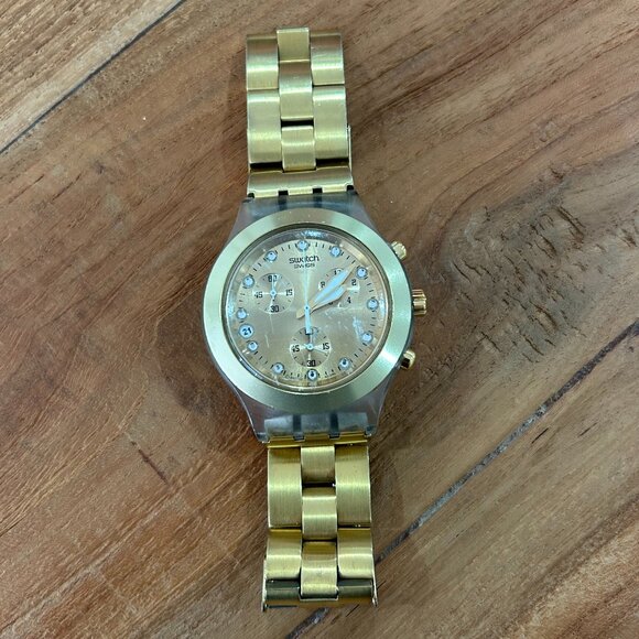 Rare Swatch Irony Diaphane Full-Blooded Chronograph SVCK4032G Unisex Watch